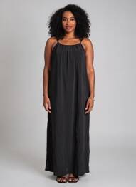 Rochie lungă țesătură poplin fără mâneci negru MAX MARA femeie