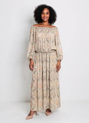 Rochie lungă mâneci lungi mâneci lungi gri MAX MARA femeie