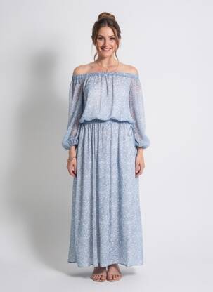 Rochie lungă mâneci lungi mâneci lungi albastru MAX MARA femeie