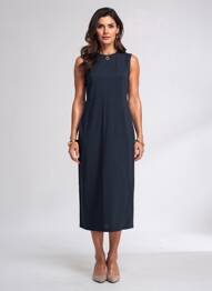 Rochie midi închidere cu fermoar la spate mâneci scurte negru MAX MARA femeie