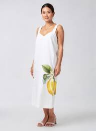Rochie midi imprimeu fantezie fără mâneci alb SPORTMAX femeie