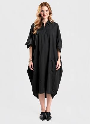 Rochie midi mâneci scurte mâneci scurte negru PIER ANTONIO GASPARI femeie