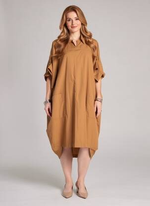 Rochie midi mâneci scurte mâneci scurte maro PIER ANTONIO GASPARI femeie