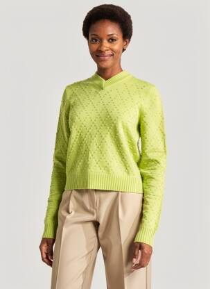 Pulover guler în v mâneci lungi verde SPORTMAX femeie