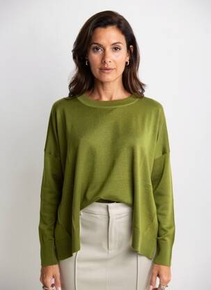 Pulover guler rotund mâneci lungi verde PENNYBLACK femeie