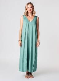 Rochie lungă fără mâneci fără mâneci verde MAISON ANJE femeie