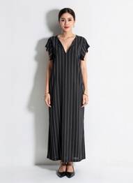 Rochie lungă mâneci scurte mâneci scurte negru LA FEE MARABOUTEE femeie