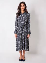 Rochie midi imprimeu fantezie mâneci lungi albastru HARRIS WILSON femeie
