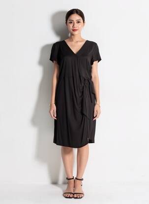 Rochie midi mâneci scurte mâneci scurte negru LOLA ESPELETA femeie