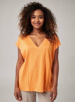 Tricou croială dreaptă mâneci scurte portocalie LA PETITE ETOILE femeie