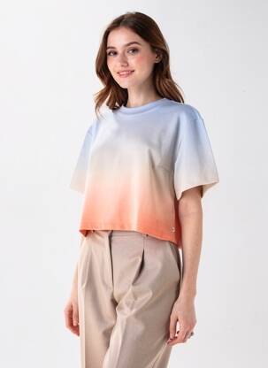 Tricou croială dreaptă mâneci scurte albastru TOM TAILOR femeie