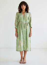 Rochie midi mâneci 3/4 mâneci 3/4 verde MKT STUDIO femeie
