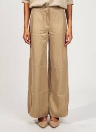 Pantalon evazat închidere cu fermoar sub clapetă cu cârlig talie joasă maro MAX MARA femeie