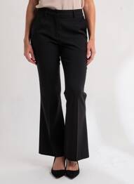 Pantalon evazat închidere cu fermoar sub clapetă cu cârlig talie înaltă negru MAX MARA femeie