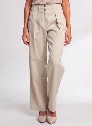 Pantalon drept talie cu cleme talie înaltă bej WEEKEND MAXMARA femeie