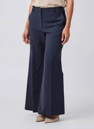 Pantalon evazat închidere cu fermoar sub clapetă cu cârlig talie înaltă albastru WEEKEND MAXMARA femeie