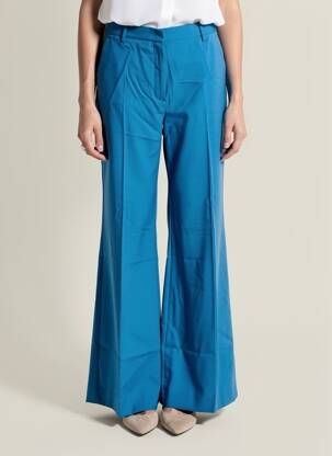 Pantalon evazat închidere cu fermoar sub clapetă cu cârlig talie înaltă albastru deschis WEEKEND MAXMARA femeie
