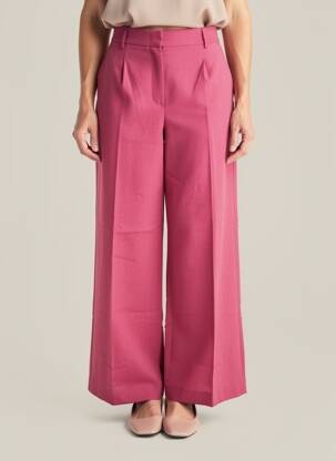 Pantalon larg țesătură crep talie înaltă roz WEEKEND MAXMARA femeie