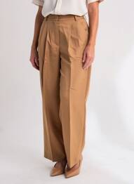 Pantalon drept talie cu cleme talie înaltă maro WEEKEND MAXMARA femeie