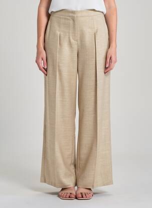 Pantalon larg talie cu cleme talie înaltă auriu PENNYBLACK femeie