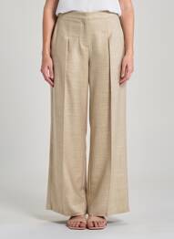 Pantalon larg talie cu cleme talie înaltă auriu PENNYBLACK femeie