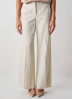 Pantalon evazat închidere cu fermoar sub clapetă cu cârlig talie înaltă bej MAX MARA femeie
