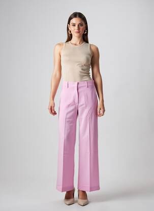 Pantalon evazat închidere cu fermoar sub clapetă cu cârlig talie înaltă roz WEEKEND MAXMARA femeie