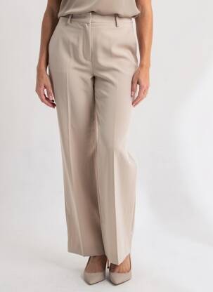 Pantalon evazat închidere cu fermoar sub clapetă cu cârlig talie înaltă bej WEEKEND MAXMARA femeie