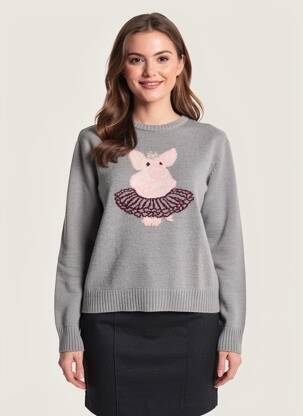 Pulover elasticitate mâneci lungi gri DIXIE femeie