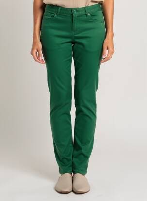 Pantalon slim țesătură poplin mărime normală verde STREET ONE femeie