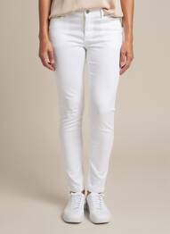 Pantalon slim țesătură poplin mărime normală alb KANOPE femeie
