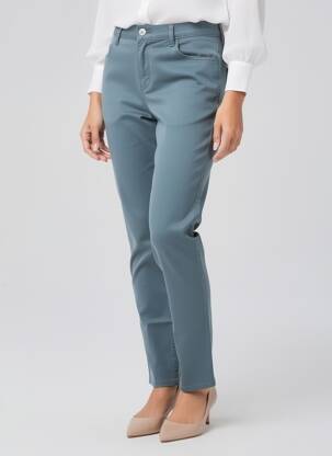 Pantalon slim țesătură poplin mărime normală albastru KANOPE femeie