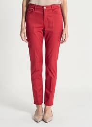 Pantalon slim țesătură poplin mărime normală roșu KANOPE femeie