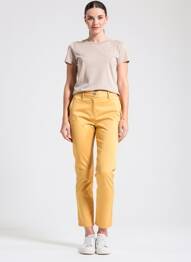 Pantalon slim țesătură poplin mărime normală galben KANOPE femeie
