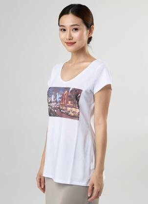 Tricou imprimeu fantezie mâneci scurte alb TRUE LEGEND femeie