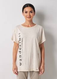 Tricou croială dreaptă mâneci scurte bej COQUELICOT femeie