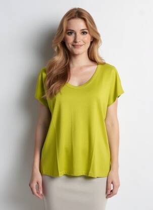 Tricou croială dreaptă mâneci scurte verde STREET ONE femeie