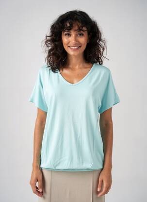 Tricou guler în v mâneci scurte albastru STREET ONE femeie