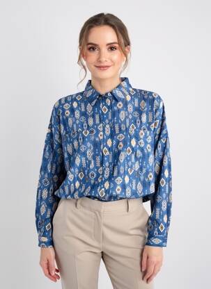 Cămașă țesătură crep mâneci lungi albastru MOLLY BRACKEN femeie