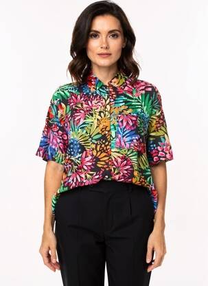 Cămașă imprimeu floral mâneci scurte negru MOLLY BRACKEN femeie