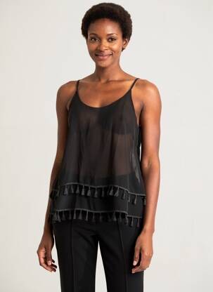 Top țesătură crep bretele subțiri negru MOLLY BRACKEN femeie