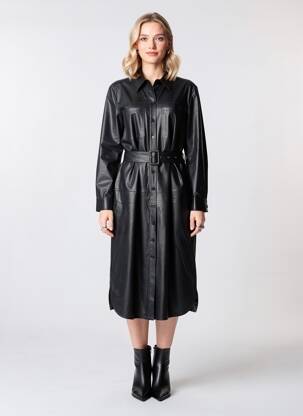 Rochie midi mâneci lungi mâneci lungi negru AUREL femeie