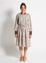 Rochie midi mâneci lungi mâneci lungi bej K-DESIGN femeie