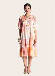 Rochie midi croială fluidă mâneci scurte roz TUZZI femeie
