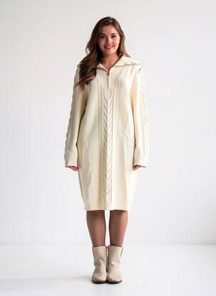 Rochie pulover elasticitate mâneci lungi bej KAPORAL femeie