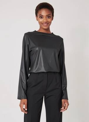 Top elasticitate mâneci lungi negru ELÈSIG femeie