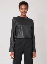 Top elasticitate mâneci lungi negru ELÈSIG femeie