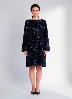 Rochie midi mâneci lungi mâneci lungi albastru ELÈSIG femeie