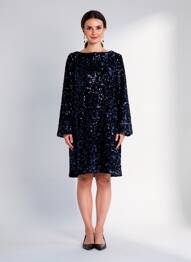Rochie midi mâneci lungi mâneci lungi albastru ELÈSIG femeie