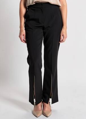 Pantalon drept țesătură poplin mărime normală negru ELÈSIG femeie